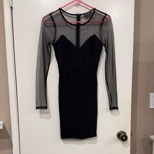 ASTR Black Long Sleeve Mesh Dress